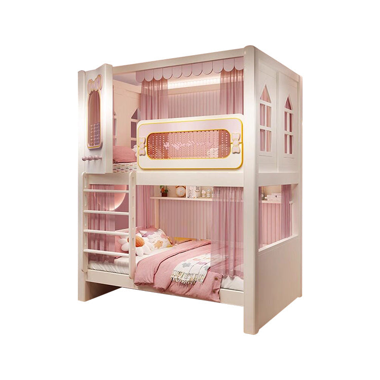 二段ベッド キッズベッド 収納付き二段ベッド 子供部屋用ベッド 全周式安全栅 落下防止設計 収納スペース付き モダンキッズデザイン ホワイト SCC-S072