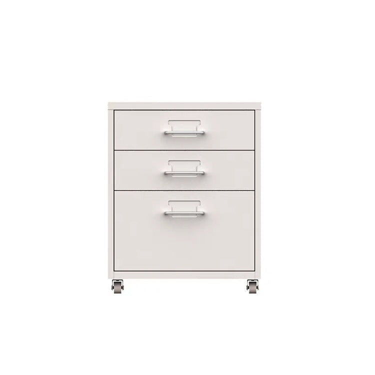 スチール材 冷間加工 頑丈 耐久性 取っ手付き キャスター カードホルダー チェスト キャビネット 収納 引き出し シンプル 実用 ホワイト CWG-064