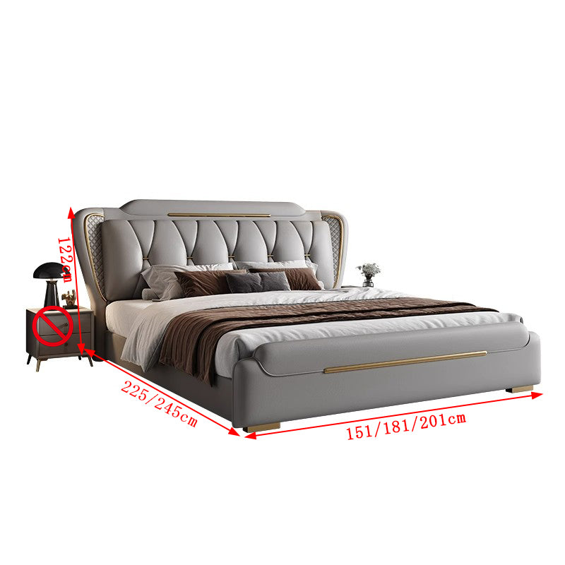 ナッパレザー すのこ 跳ね上げ式 ヘッドボード付き 木製フレーム ベッド 収納ベッド ダブルベッド ベッドフレーム 高級感 シルバーグレー アイボリー BED-T027 tomokagu