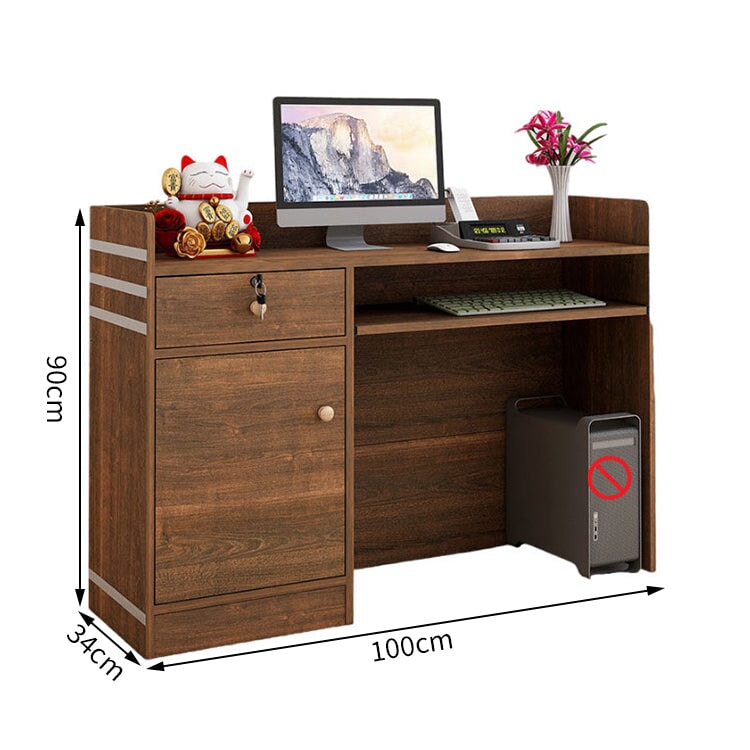 コンパクト 鍵付きの引き出し 2段構造 受付カウンター カウンター オフィス受付 レセプションデスク レジカウンター 店舗用品 シンプル JDT-T063 tomokagu