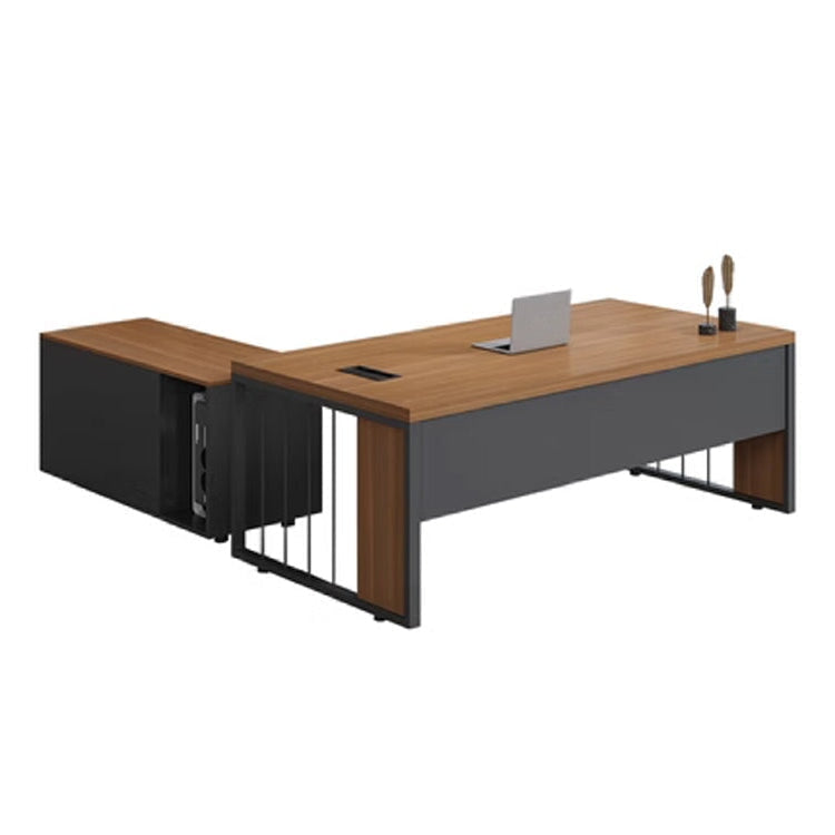 高耐荷重 幕板付き 配線ボックス付き エコ板材 社長デスク 社長机 事務所 広々とした天板 変形しにくい ウォールナット グレー 社長室 オーク カスタマイズ可能 LBZ-T037 tomokagu