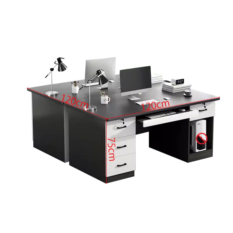 在宅ワーク用 引き出し付き 鍵付き PC収納 ワークデスク 天板固定デスク 長方形タイプ 会社用 事務所用 シンプル BGZ-T045 tomokagu