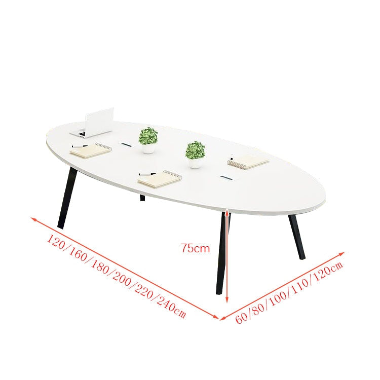 会議テーブル ミーティングテーブル 会議机 ワークデスク オフィスデスク 配線ボックス 台形フレーム シンプル ホワイト カスタマイズ可能 HYZ-K024 - kaguyasu