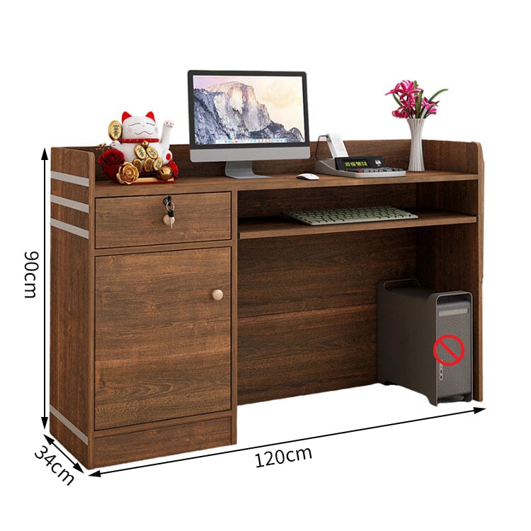 コンパクト 鍵付きの引き出し 2段構造 受付カウンター カウンター オフィス受付 レセプションデスク レジカウンター 店舗用品 シンプル JDT-T063 tomokagu