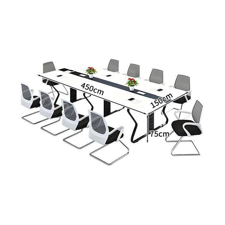 会議テーブル ミーティングテーブル 商談テーブル 事務机 会社用 事務所用 配線ボックス 安定性抜群 スチールフレーム ホワイト カスタマイズ可能 HYZ-S015 KAGUSHOP