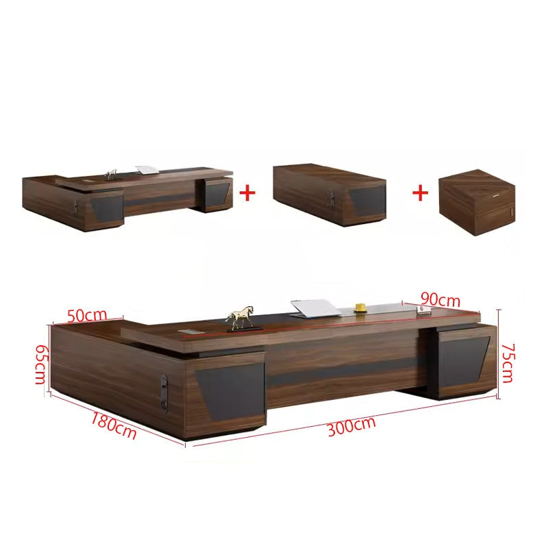 放熱穴付き ダイヤル錠付き エコ板材 無臭 重厚感 高級感 エグゼクティブデスク 社長机 オフィスデスク 人間工学 厚みがある 広々とした天板 ワイド カスタマイズ可能 LBZ-T042 tomokagu