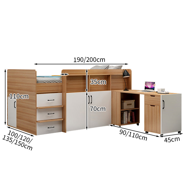 ベッド 収納付き 大容量収納 ワードローブ サイドデスク 引き出し ベッドガード 本棚 BED-T002