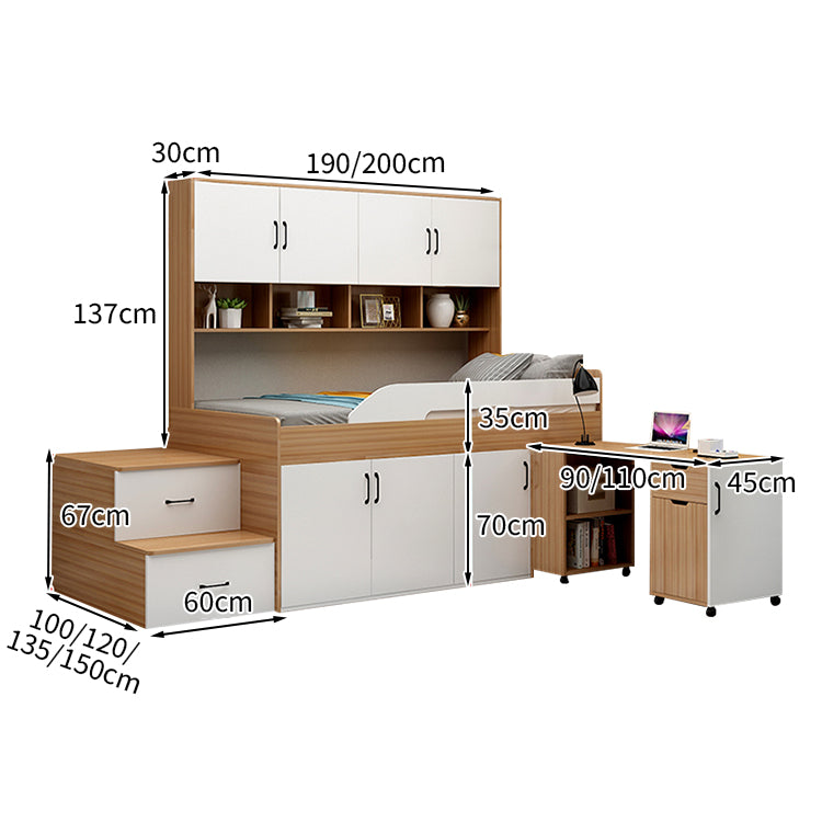 ベッド 収納付き 大容量収納 ワードローブ サイドデスク 引き出し ベッドガード 本棚 BED-T002