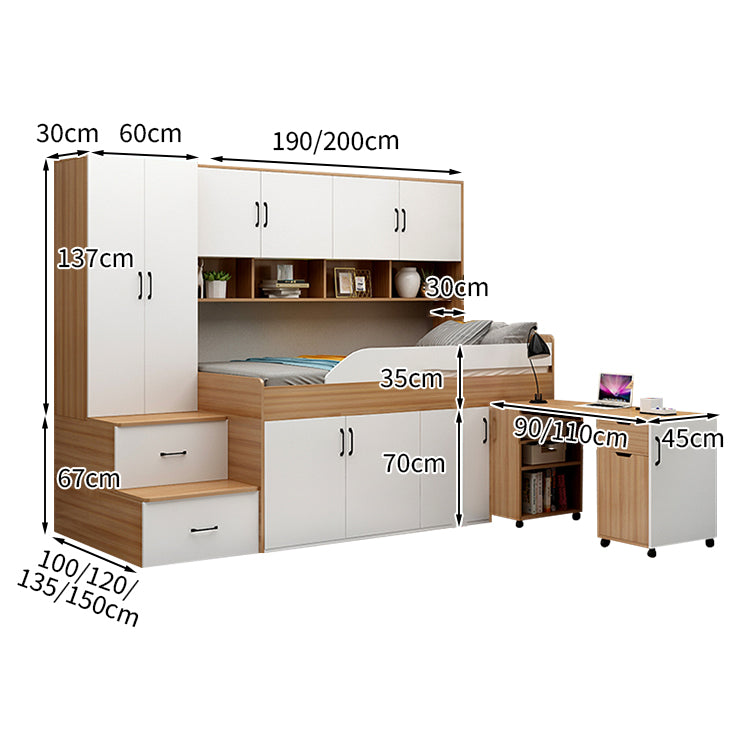 ベッド 収納付き 大容量収納 ワードローブ サイドデスク 引き出し ベッドガード 本棚 BED-T002