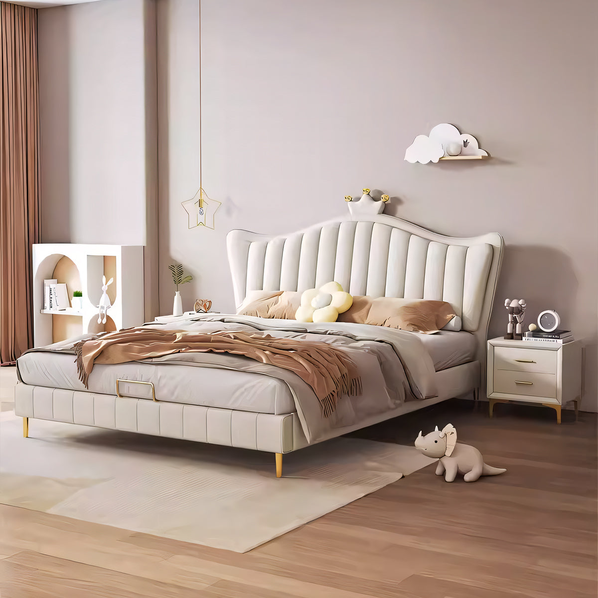 跳ね上げ式 木製フレーム すのこ 脚付き ベッド 収納ベッド ダブルベッド ベッドフレーム オシャレ ホワイト BED-T038 tomokagu