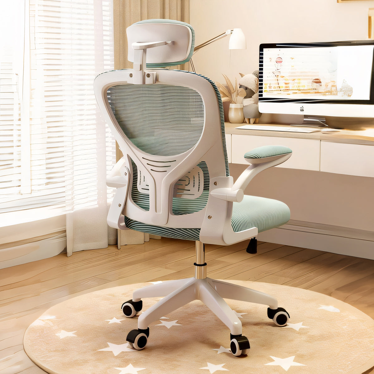 人間工学 ロッキング機能付き ラテックス エルゴノミクス メッシュ ワークチェア チェア オフィスチェア ブラック ホワイト BGY-T054