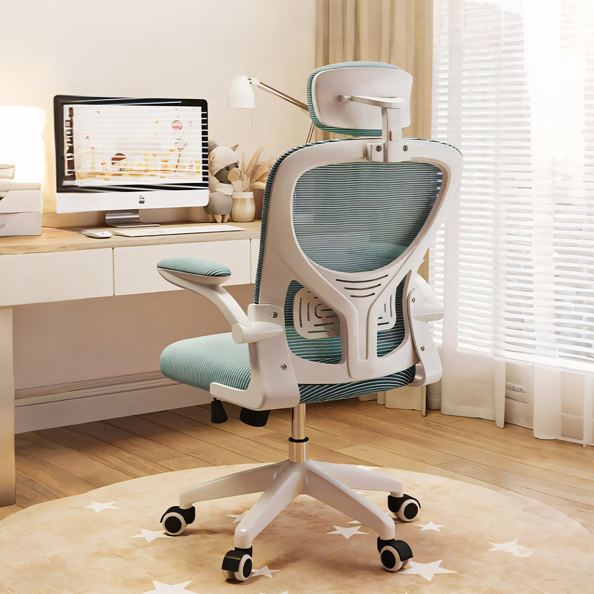 人間工学 ロッキング機能付き ラテックス エルゴノミクス メッシュ ワークチェア チェア オフィスチェア ブラック ホワイト BGY-T054