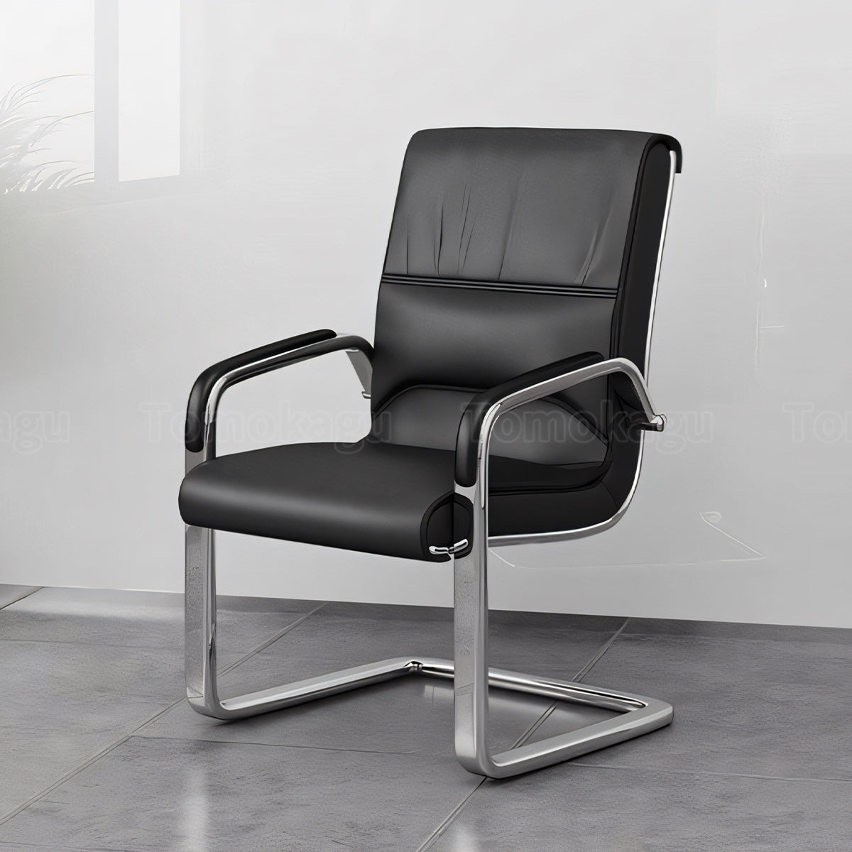 人間工学 肘掛け ウレタンフォーム レザー生地 ワークチェア チェア カンチレバーチェア オフィスチェア おしゃれ ブラック BGY-T069