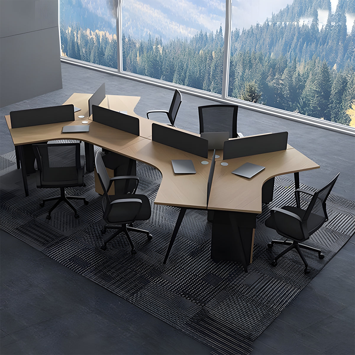 V字型天板 変形デスク スペースの最適化 オフィスデスク ワークデスク 会社用 複数人用 スチール脚 カスタマイズ可能 BGZ-C059