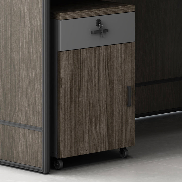 モダン オシャレ オフィスデスク デスク 大容量 引き出し キャビネット 卓上パーテーション メラミン化粧板 ナチュラル グレー ホワイト BGZ-K-239