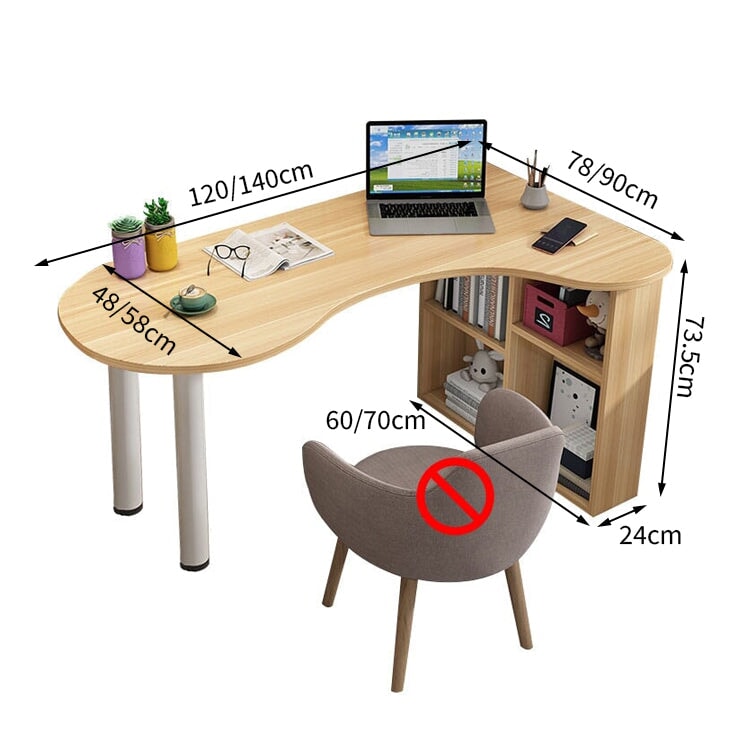 オフィスデスク コーナーデスク サイドラック スチール脚 カーブ型天板 アジャスター 配線孔 ホワイト カスタマイズ可能 BGZ-T161