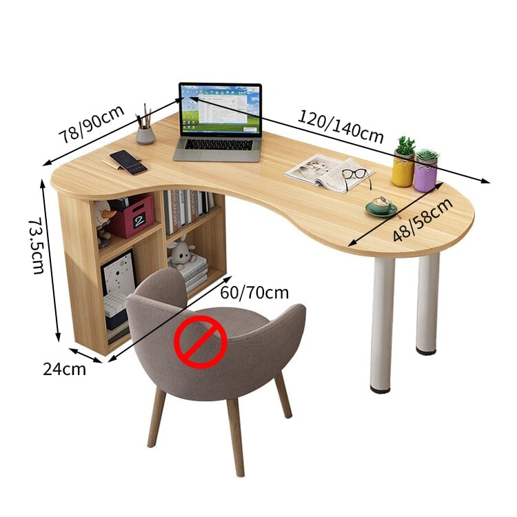 オフィスデスク コーナーデスク サイドラック スチール脚 カーブ型天板 アジャスター 配線孔 ホワイト カスタマイズ可能 BGZ-T161