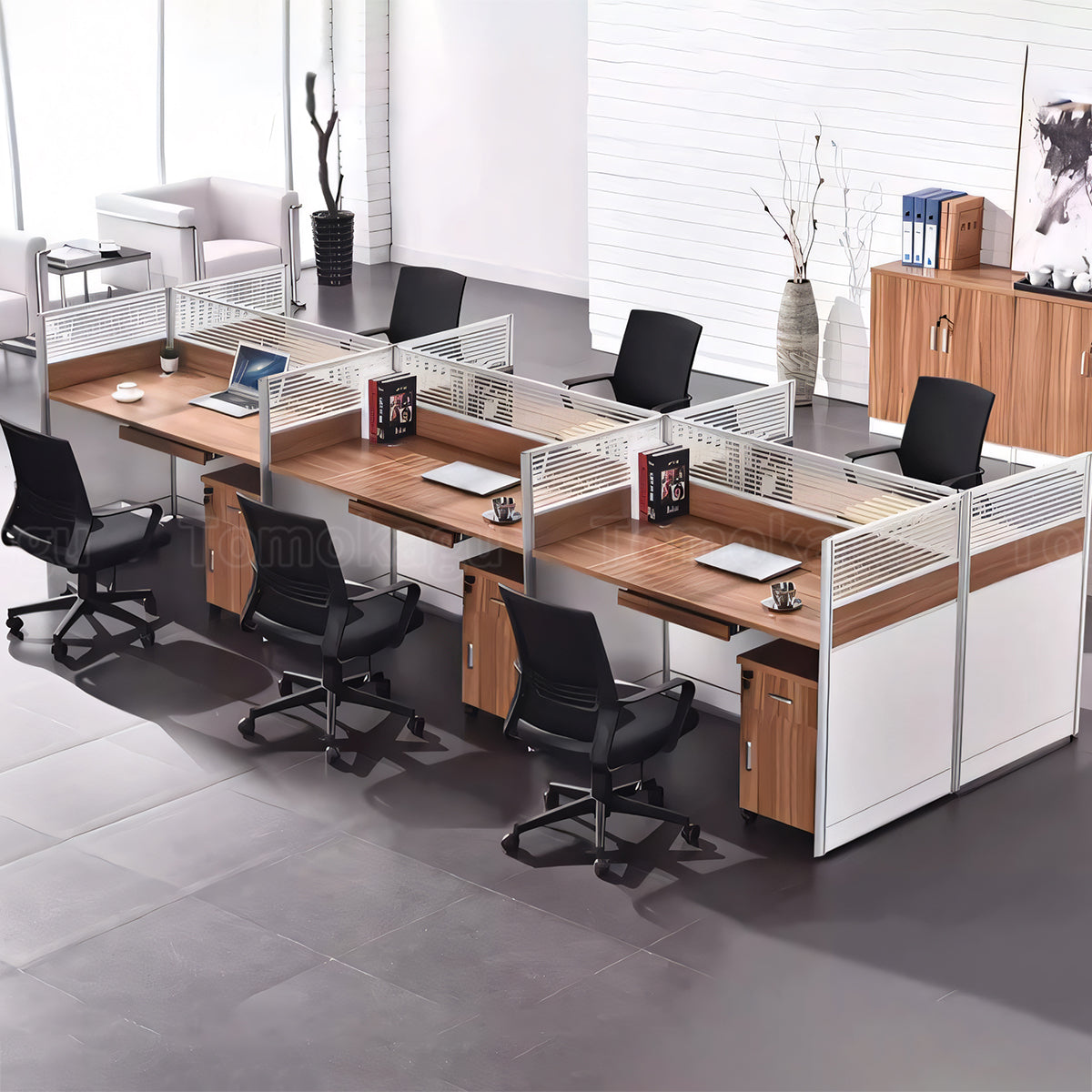 ワークデスク オフィスデスク 事務机 L型デスク デスク トップパネル付き サイドワゴン パーテーション付き シンプル カスタマイズ可能 BGZ-T009