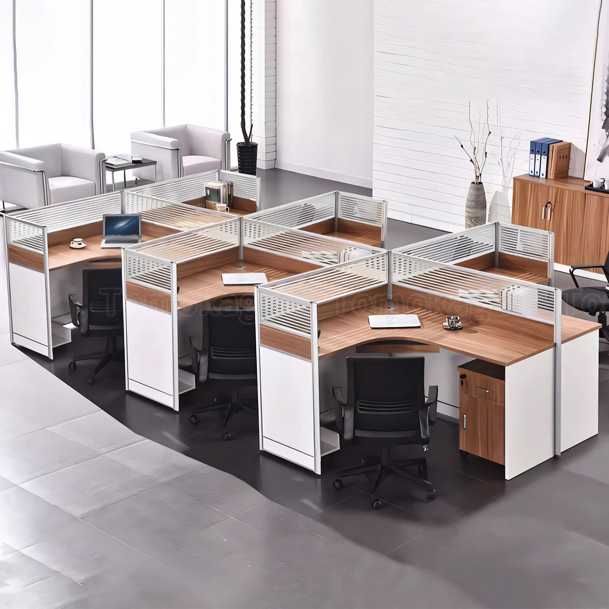 ワークデスク オフィスデスク 事務机 L型デスク デスク トップパネル付き サイドワゴン パーテーション付き シンプル カスタマイズ可能 BGZ-T009