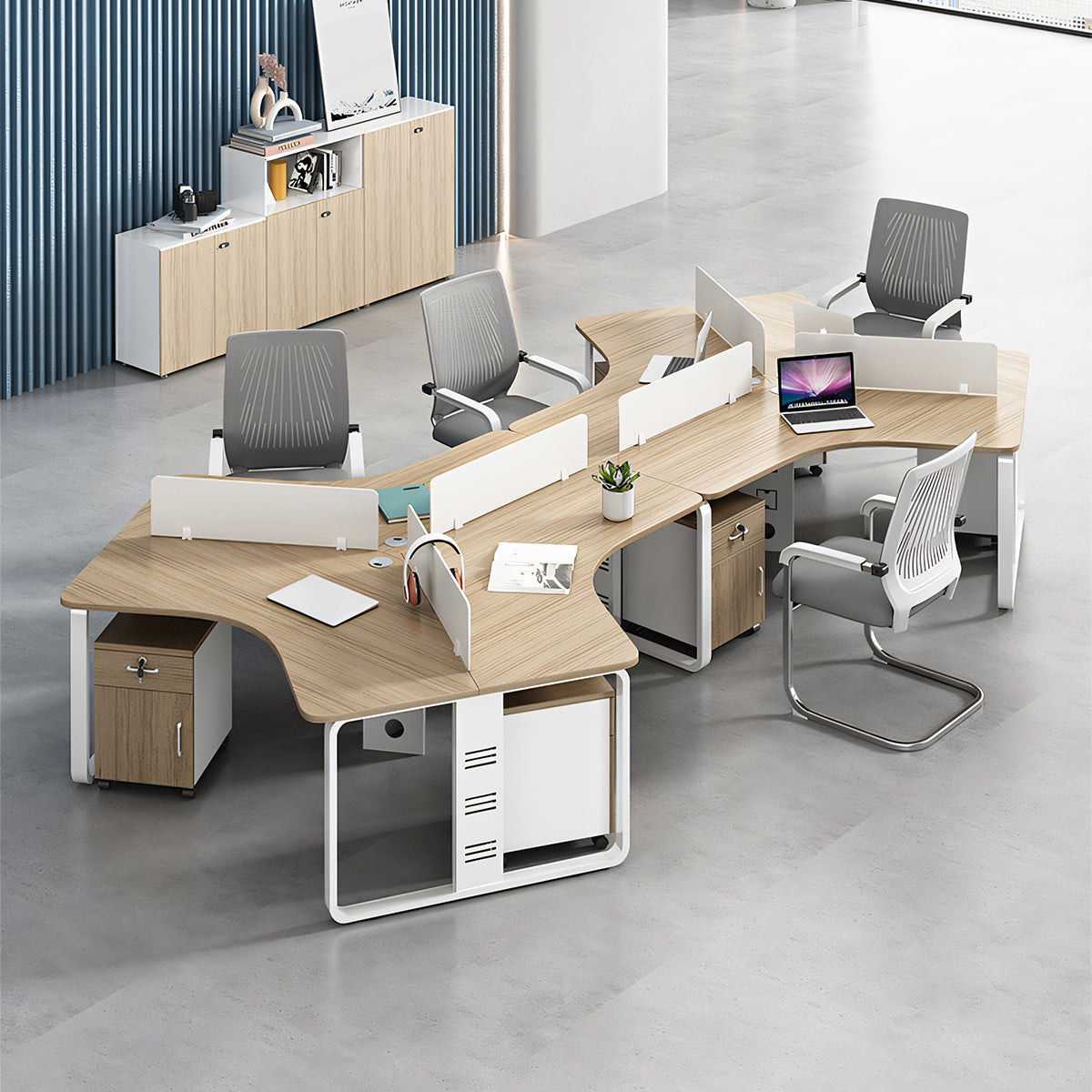 オフィスデスク ワークデスク 事務机 錠付き サイドワゴン 仕切りパネル スチールフレーム 安定感 カスタマイズ可能 BGZ-T033 TOMOKAGU