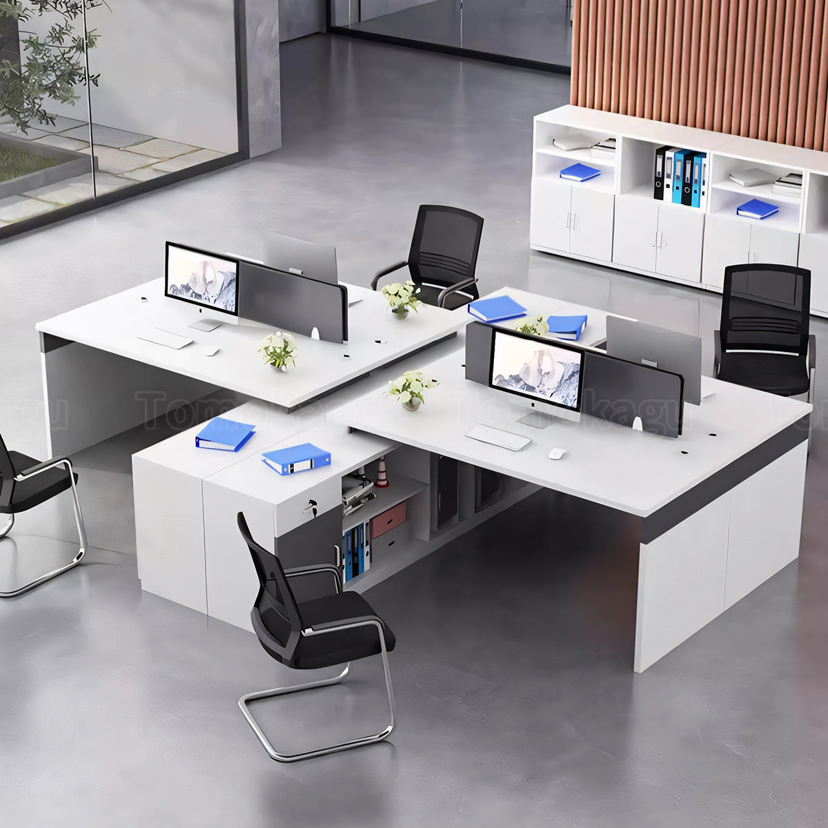 トップパネル付き サイドキャビネット付き 鍵付き 大容量収納 事務机 オフィスデスク ワークデスク パソコンデスク シンプル 木目調 BGZ-T082