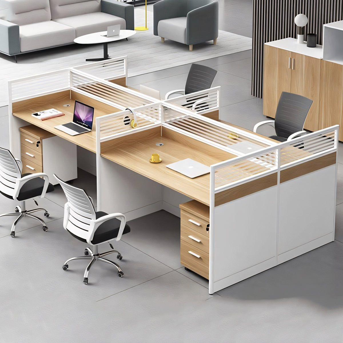 厚みのある天板 エコ素材 卓上パーテーション 引き出し 錠付き オフィスデスク モダン オシャレ カスタマイズ可能 BGZ-T120