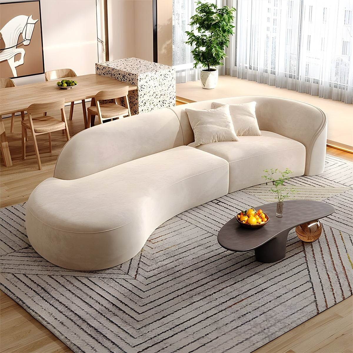 ロビーソファ モダン シンプル リビングルーム 弧状 ソファー セット metamall
