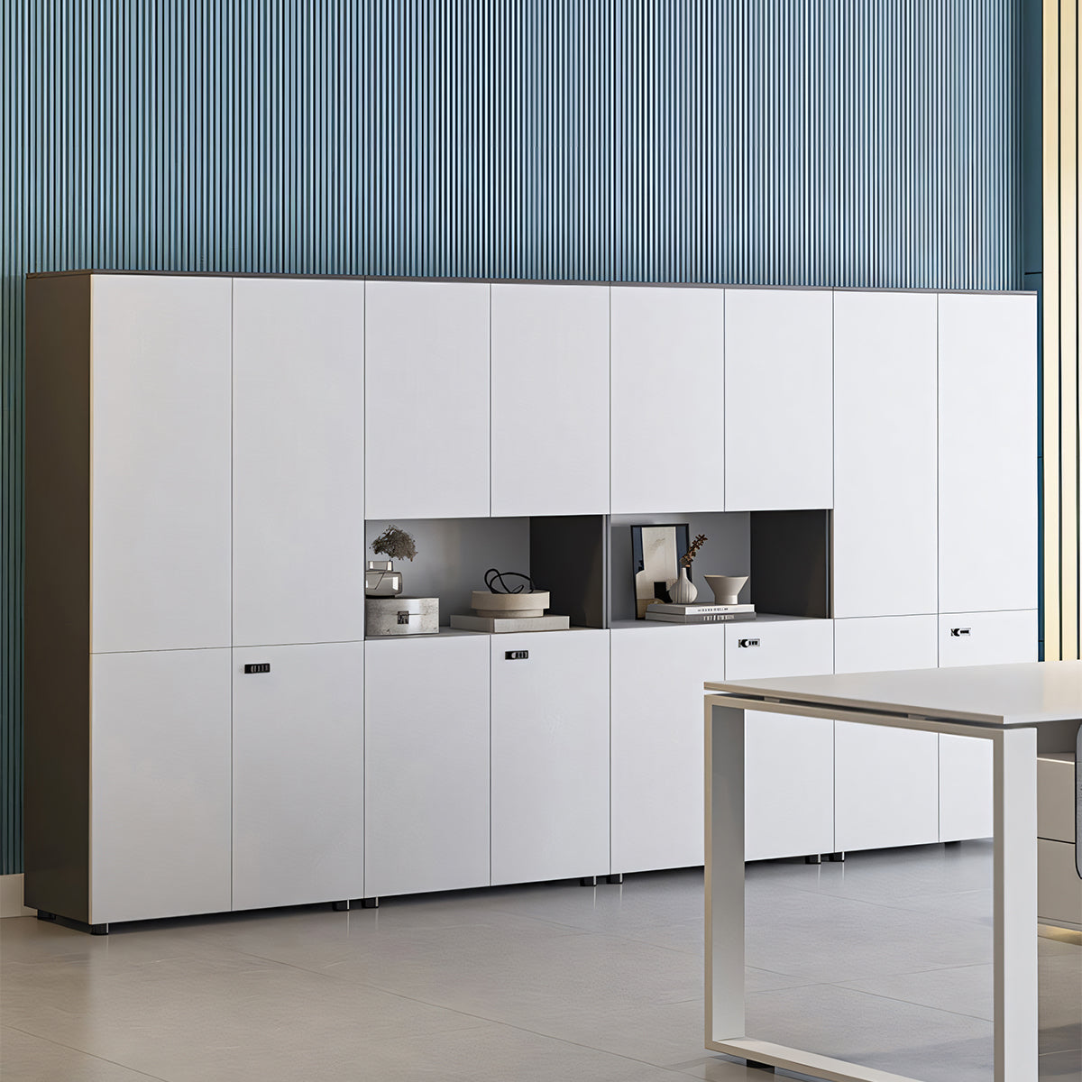 セキュリティ鍵付き 扉付き 壁面収納 ディスプレイラックオフィス収納 役員収納庫 社長室 収納棚 ロッカー オフィス 高級 カスタマイズ可能 CWG-T008