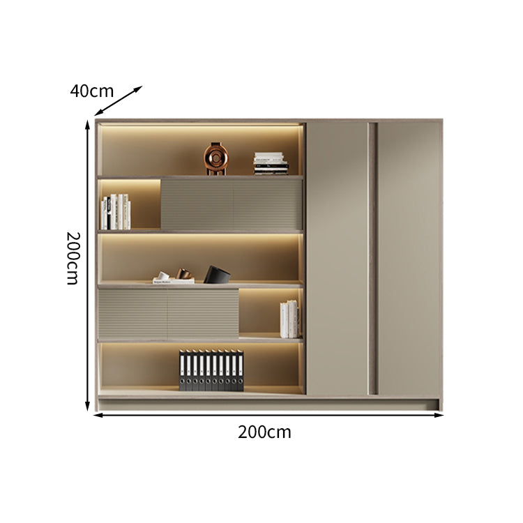 キャビネット スタイリッシュ オープン収納 扉付き収納 収納力抜群 エコ素材 メラミン化粧板 LEDライト CWG-T119