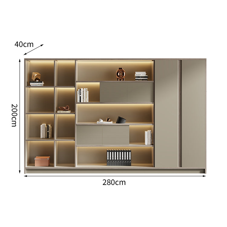 キャビネット スタイリッシュ オープン収納 扉付き収納 収納力抜群 エコ素材 メラミン化粧板 LEDライト CWG-T119