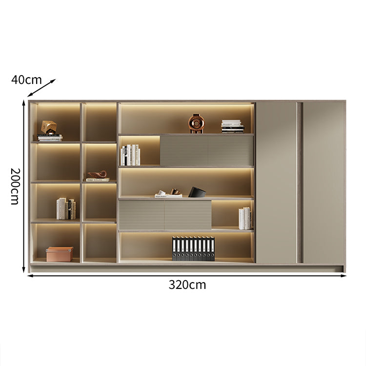 キャビネット スタイリッシュ オープン収納 扉付き収納 収納力抜群 エコ素材 メラミン化粧板 LEDライト CWG-T119