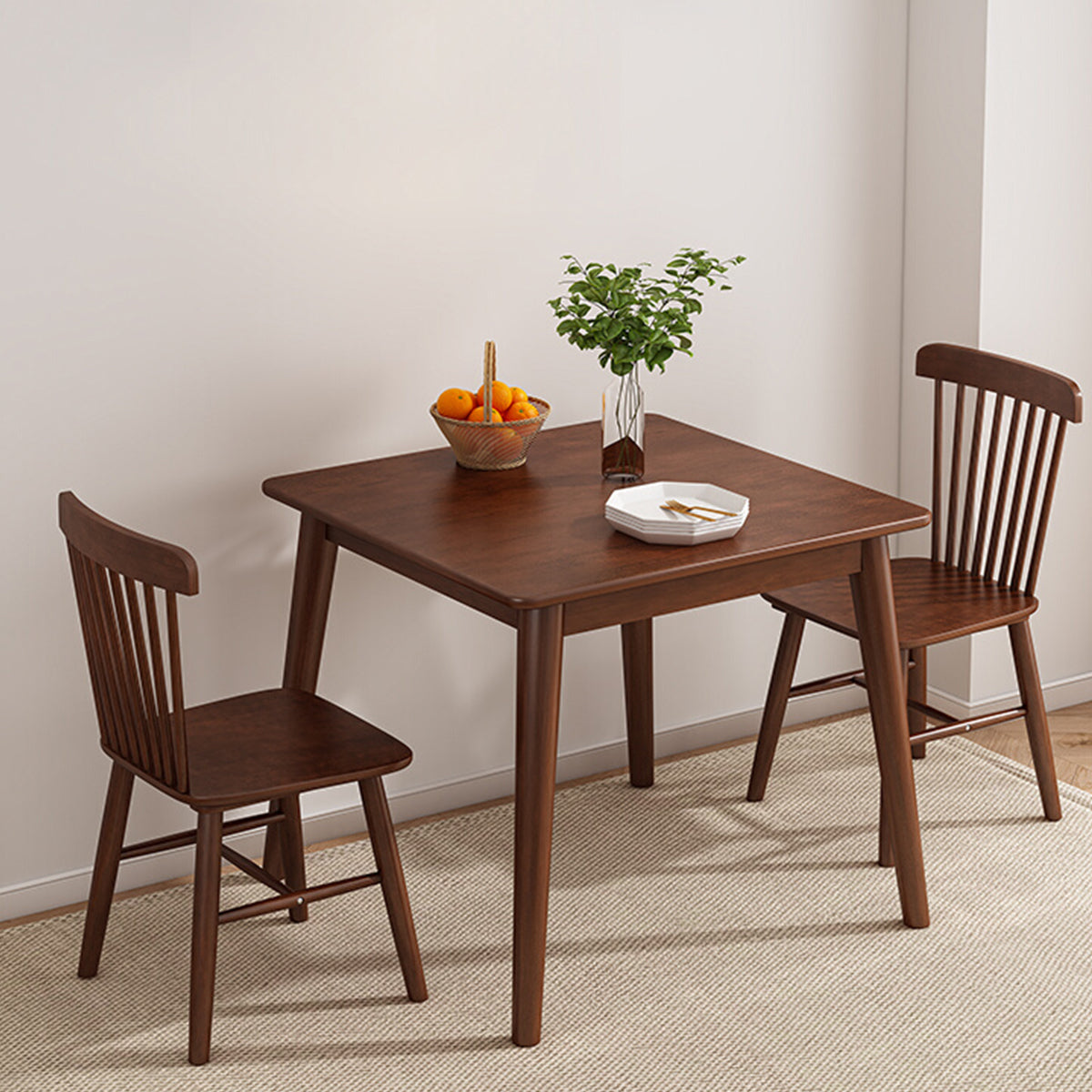 隅木付き 無垢材 幕板付き 4本脚付き 落ち着き 2人用 4人用 食卓テーブル 木製テーブル 高品質 木目調 角丸 ウォルナット CZ-T011 tomokagu