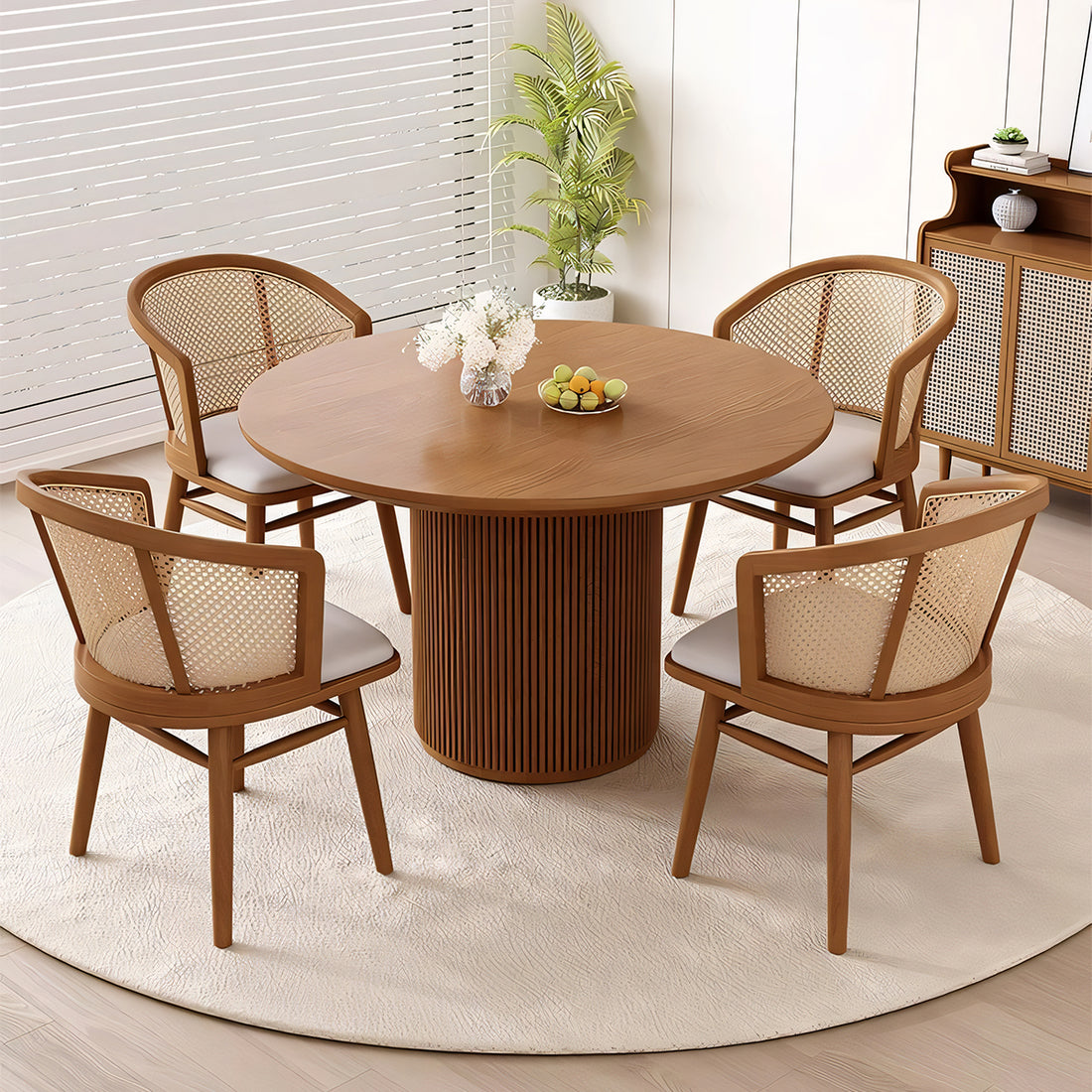 ダイニングテーブル パイン材 丸みを帯びたデザイン 厚みのある天板 木目調 広々とした天板 円形 カスタマイズ可能 CZ-T013