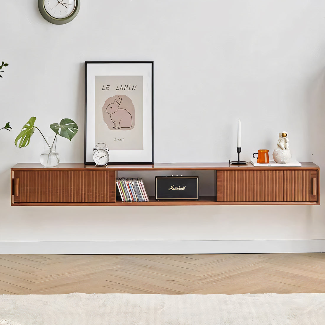 テレビ台 テレビボード TVボード ブナ材 天然木 木目調 ワニス塗装無臭 スライド扉 扉付き収納 コードスリット付き DSG-T020