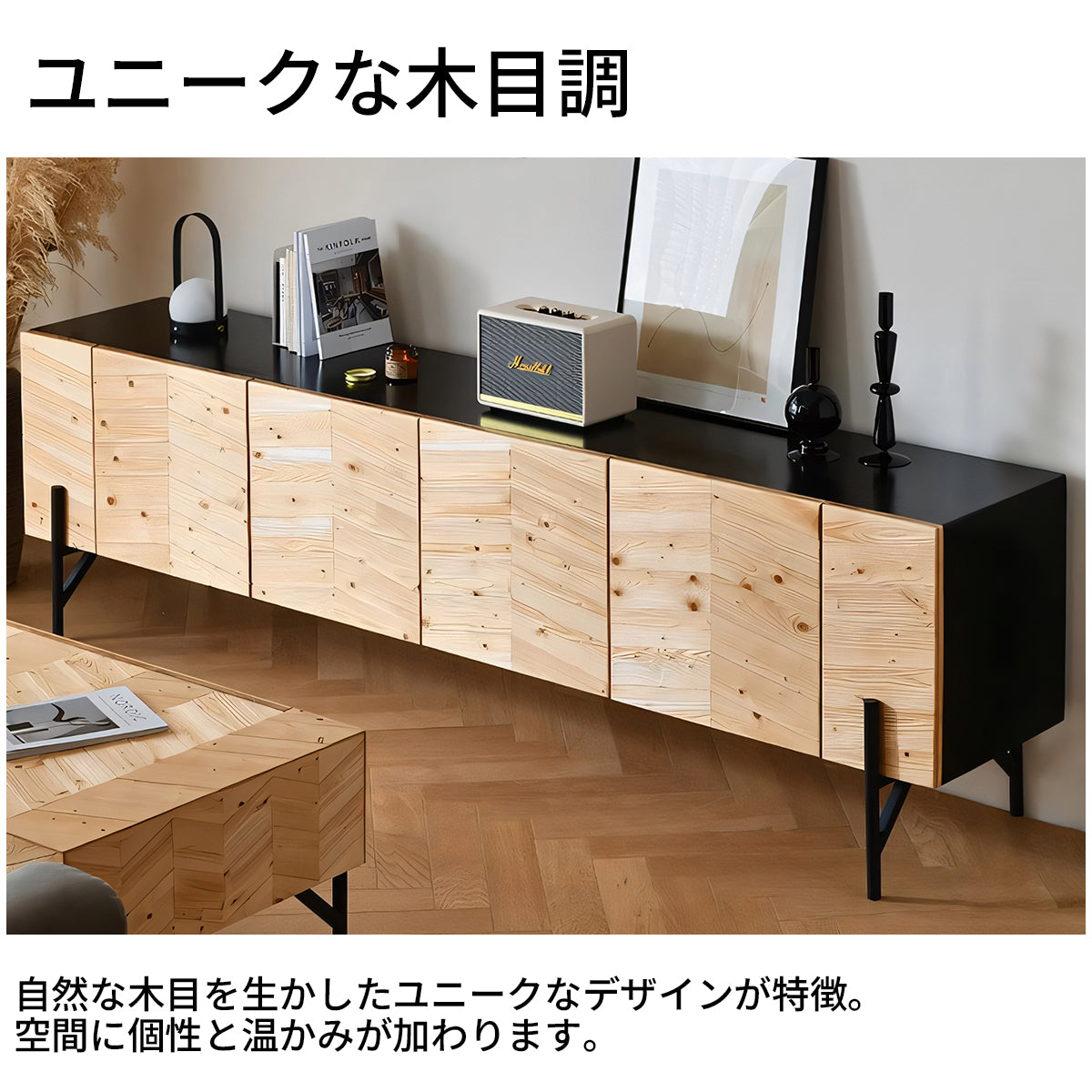 テレビボード テレビ台 TVボード 扉付き収納 大容量 分類収納 木目調 ワニス塗装 金属製脚 防錆性 耐摩耗性 DSG-T025