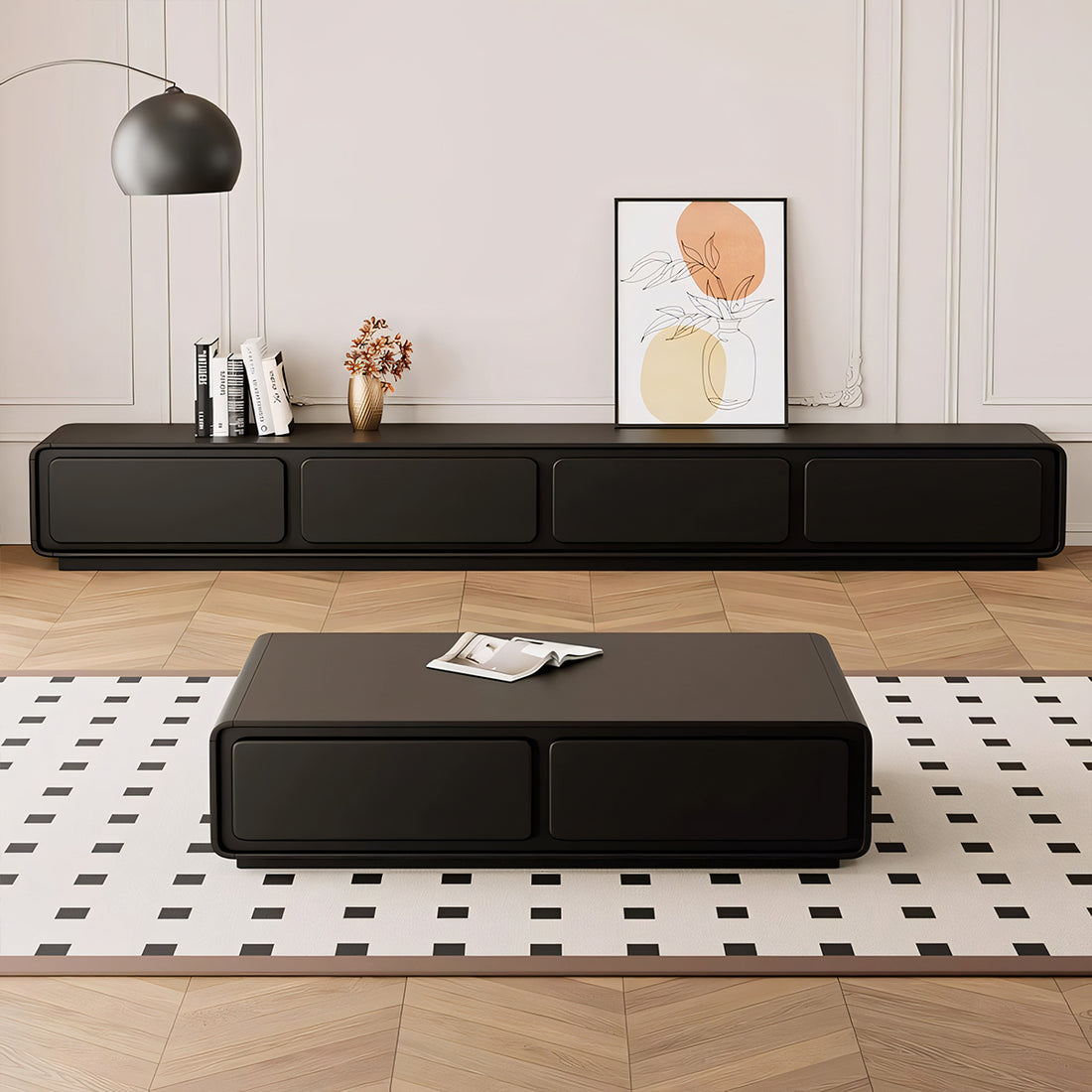 テレビ台 テレビボード TVボード 高級感 エコ素材 メラミン化粧板 収納力抜群 引き出し R加工 配線孔付き 台輪 DSG-T030