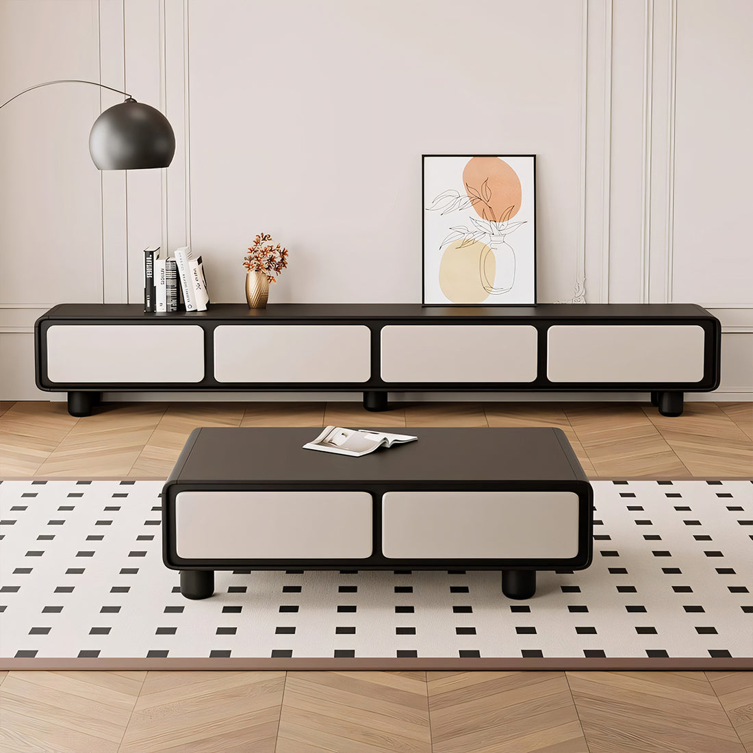 テレビ台 テレビボード TVボード モダン バイカラーデザイン 引き出し 収納力抜群 大容量 メラミン化粧板 配線孔付き DSG-T035