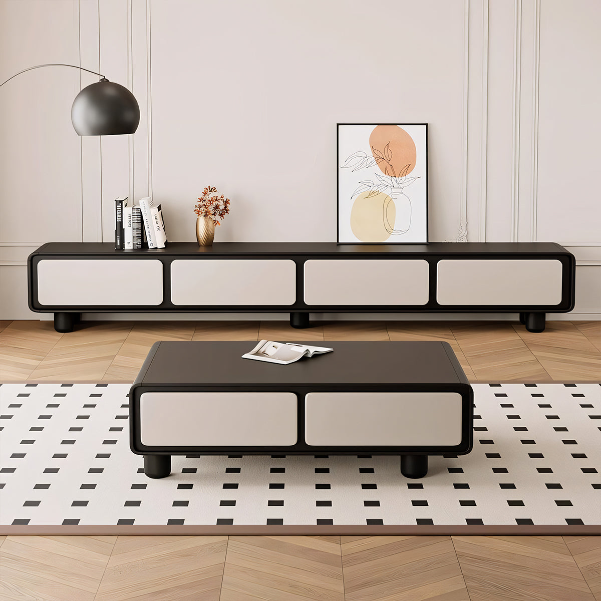 テレビ台 テレビボード TVボード モダン バイカラーデザイン 引き出し 収納力抜群 大容量 メラミン化粧板 配線孔付き DSG-T035