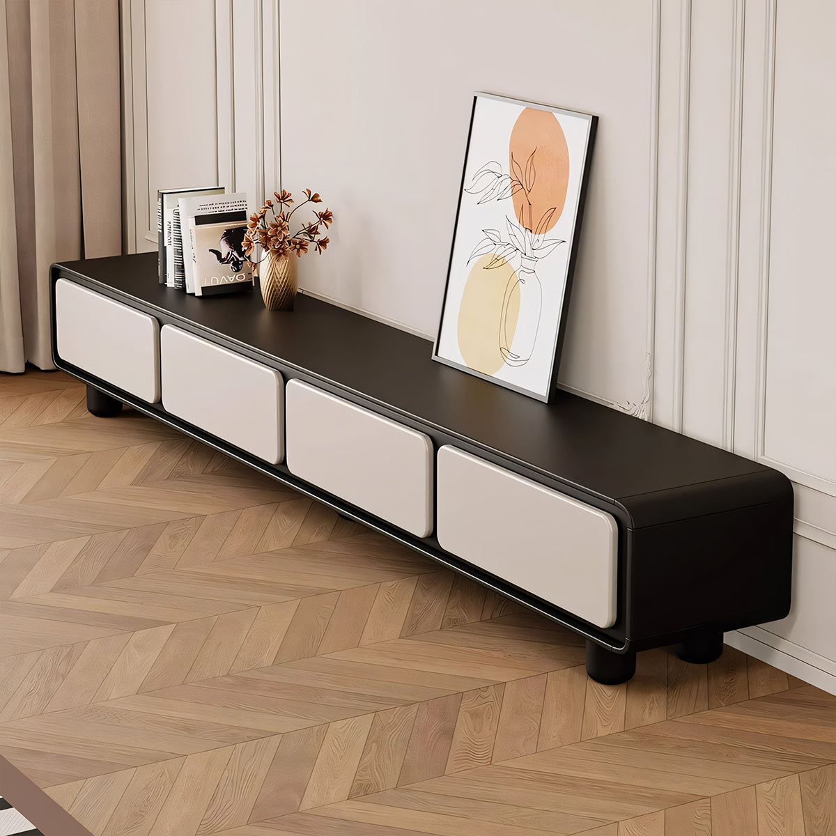 テレビ台 テレビボード TVボード モダン バイカラーデザイン 引き出し 収納力抜群 大容量 メラミン化粧板 配線孔付き DSG-T035