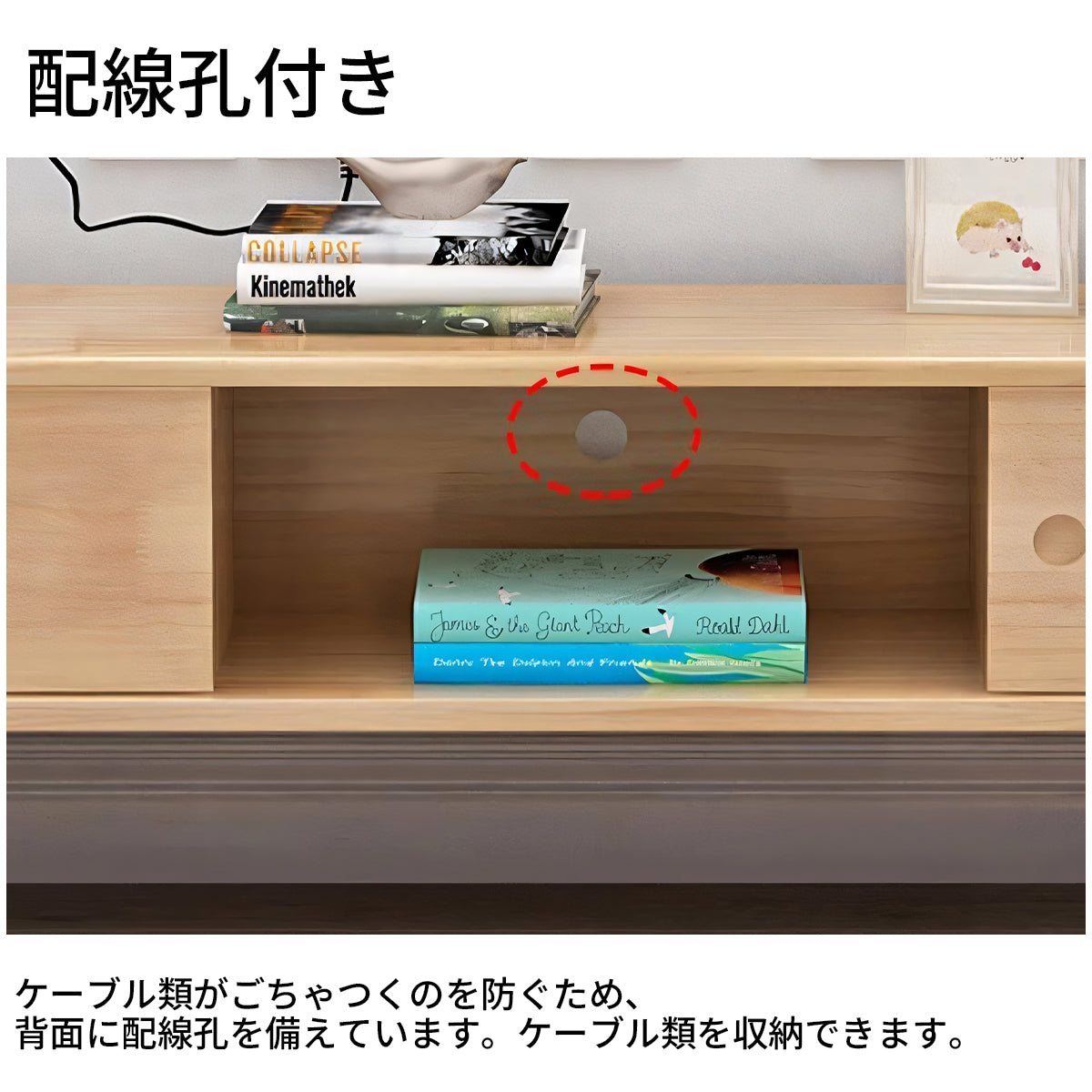 テレビ台 テレビボード TVボード シンプル 分類収納 引き出し 扉付き収納 オープン収納 R加工 パイン材 天然木 配線孔付き DSG-T037