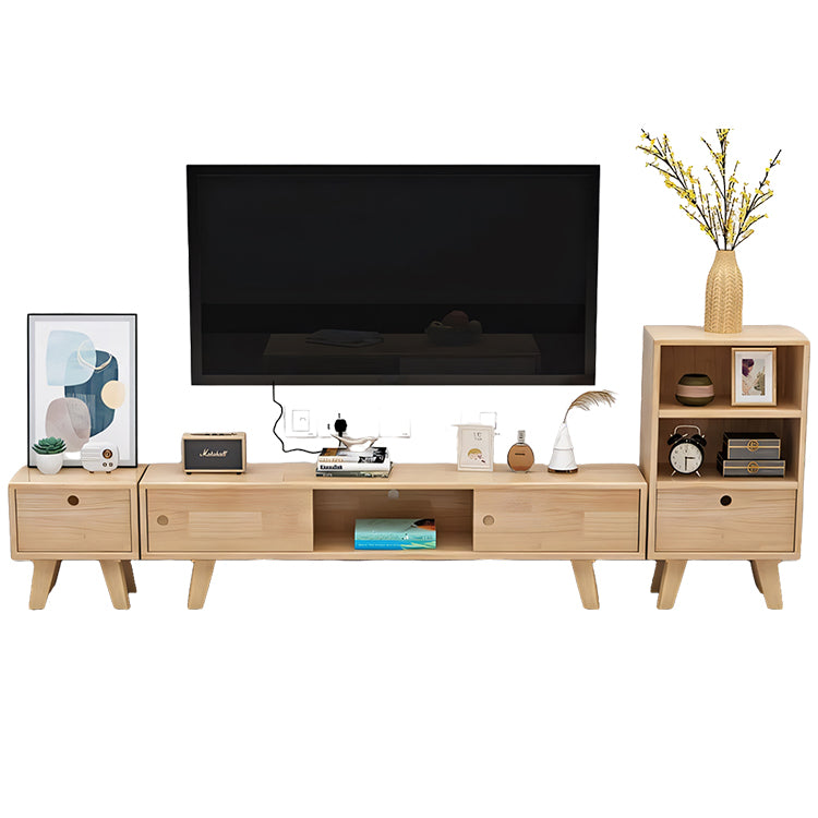 テレビ台 テレビボード TVボード シンプル 分類収納 引き出し 扉付き収納 オープン収納 R加工 パイン材 天然木 配線孔付き DSG-T037
