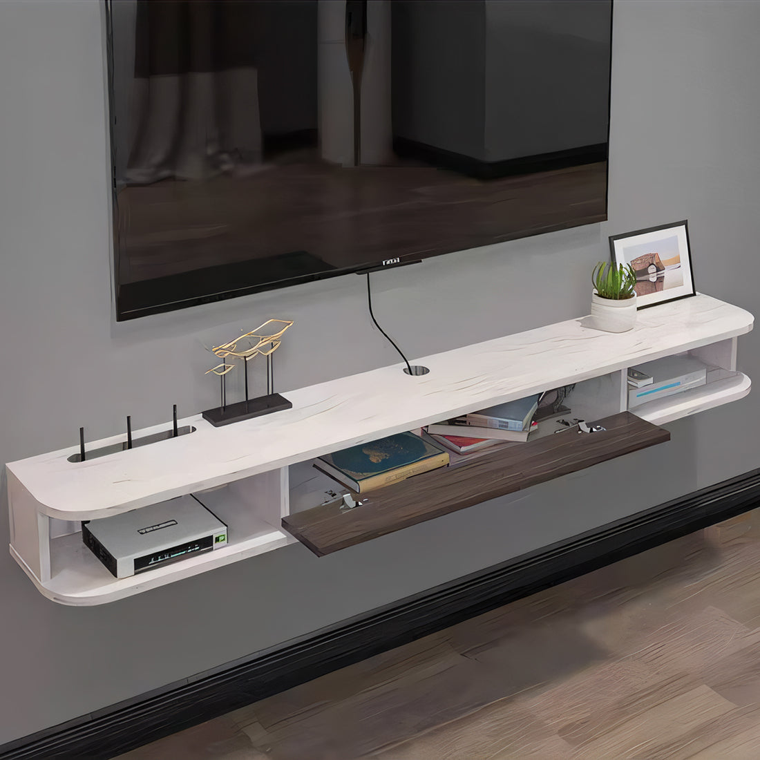 テレビボード テレビ台 TVボード 壁掛け式 省スペース メラミン化粧板 エコ素材 収納力抜群 大容量 R加工 DSG-T039