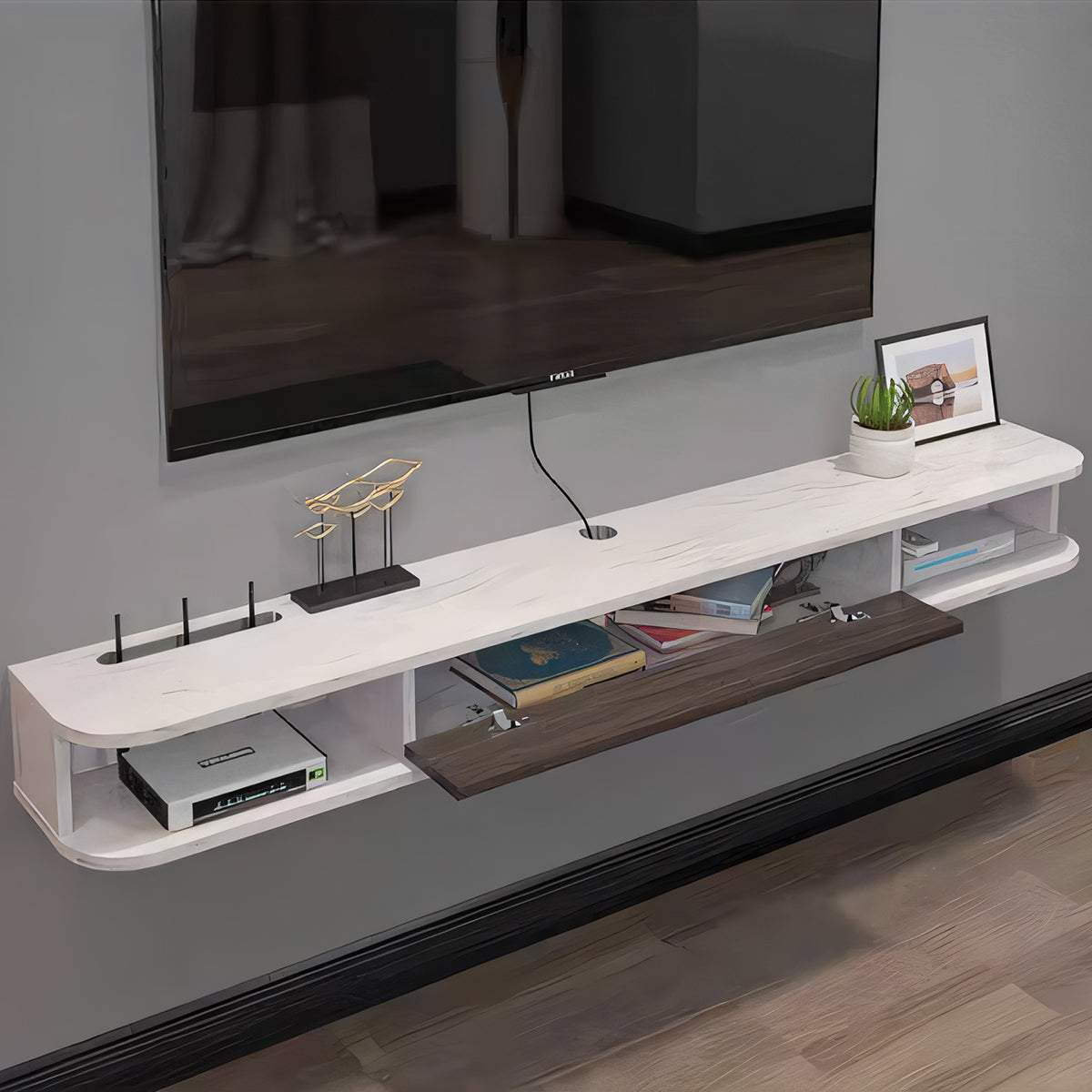 テレビボード テレビ台 TVボード 壁掛け式 省スペース メラミン化粧板 エコ素材 収納力抜群 大容量 R加工 DSG-T039
