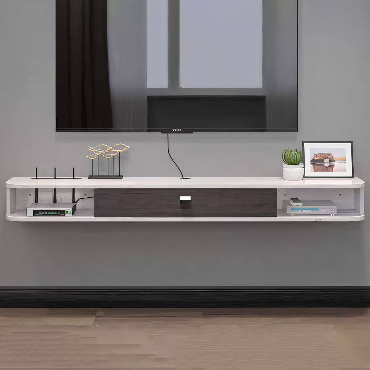 テレビボード テレビ台 TVボード 壁掛け式 省スペース メラミン化粧板 エコ素材 収納力抜群 大容量 R加工 DSG-T039