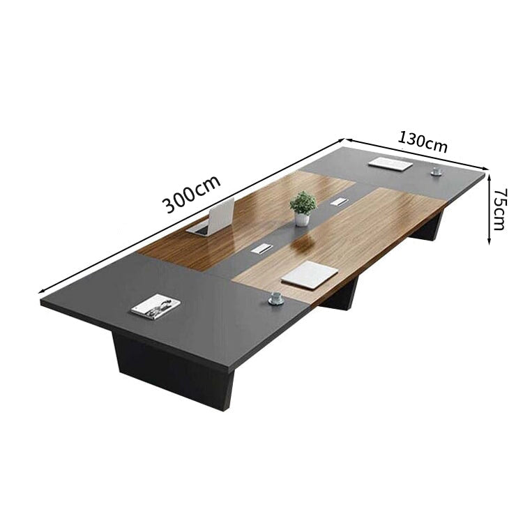 会議用テーブル 会議用デスク ミーティングテーブル大型 台形脚 配線ボックス エコ素材 上質 HYZ-2038