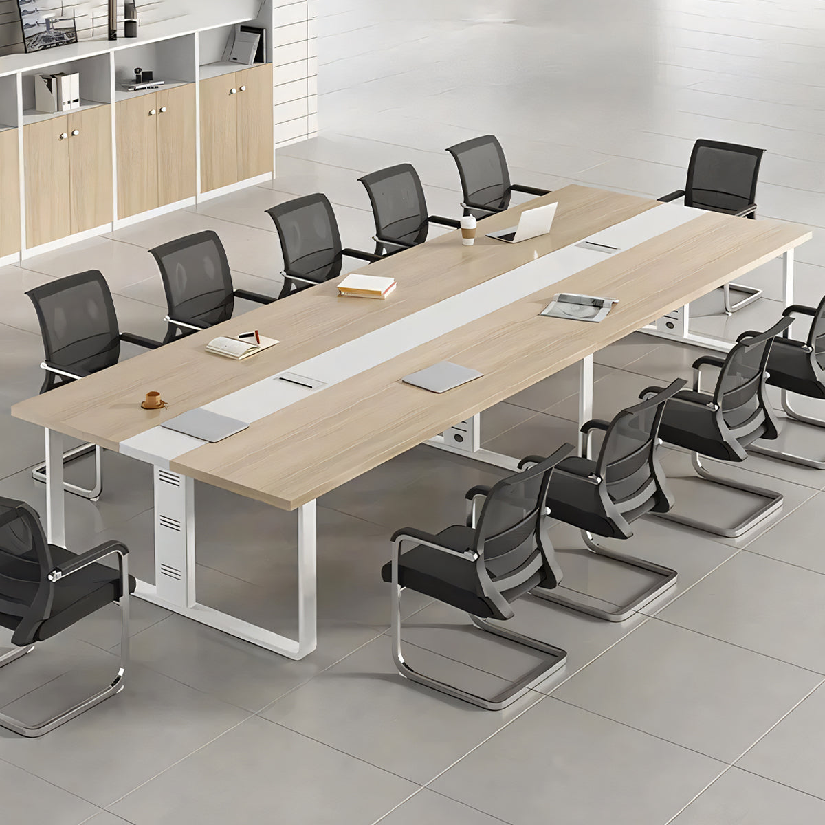 スチールフレーム 会議机 会議用テーブル ミーティングテーブル 長方形テーブル オフィスデスク 長机 シンプル ナチュラル カスタマイズ可能 HYZ-T003
