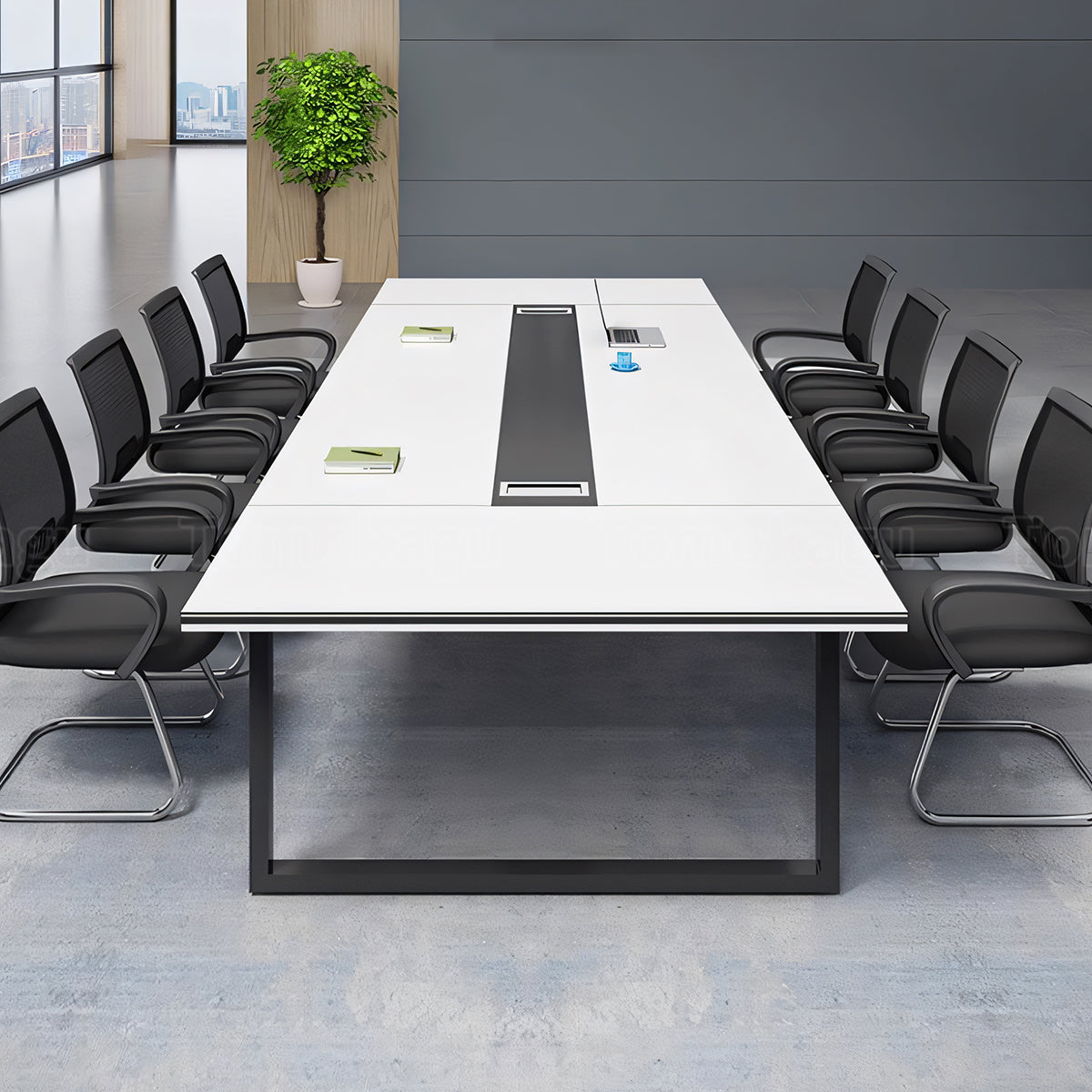 口字脚 会議机 ミーティングテーブル 長方形テーブル 大型会議テーブル オフィスデスク 長机 ホワイト カスタマイズ可能 HYZ-T005