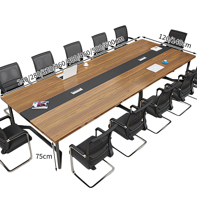 シンプル 洗練 シャープ 木目調 落ち着き 会議テーブル ミーティングテーブル スチール メラミン化粧板 配線ボックス カスタマイズ可能 HYZ-T006