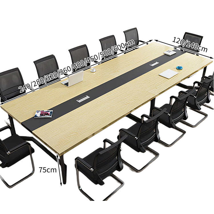 シンプル 洗練 シャープ 木目調 落ち着き 会議テーブル ミーティングテーブル スチール メラミン化粧板 配線ボックス カスタマイズ可能 HYZ-T006