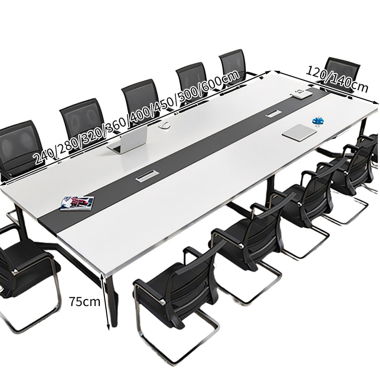 シンプル 洗練 シャープ 木目調 落ち着き 会議テーブル ミーティングテーブル スチール メラミン化粧板 配線ボックス カスタマイズ可能 HYZ-T006